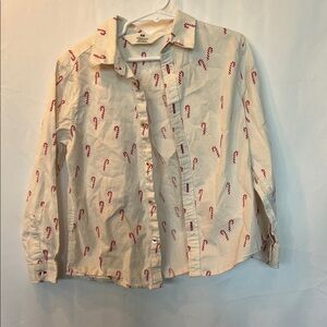 H&M Cream Shirt with Red Candy Cane Pattern